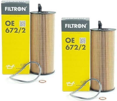 2x фильтр масла filtron oe672/2 bmw фото №1