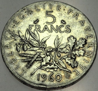 Francja 5 franków francs 1960 SREBRO