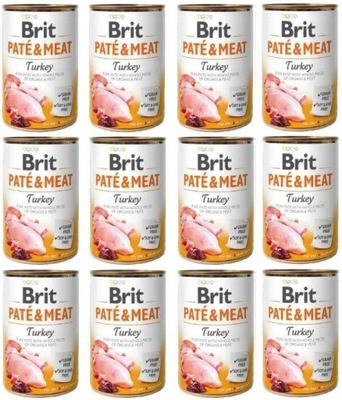 BRIT Pate & Meat Dog Turkey karma mokra dla psa, Indyk 12 x 400g