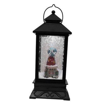 Muzycznie oświetlona świąteczna kula śnieżna latarnia prezent śnieg lampka nocna czarna