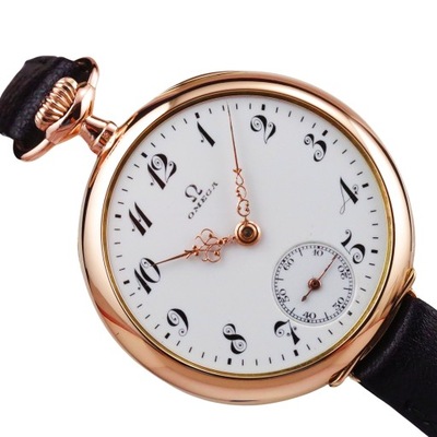 OMEGA zegarek kieszonkowy z paskiem LITE ZŁOTO 14K / 585 vintage 1917