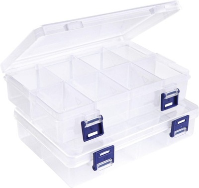 2 Szt Plastikowe pudełko do przechowywania z przegródkami, plastikowe pudeł