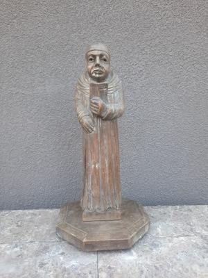 Stara drewniana figurka rzeźba mnich zakonnik 32cm