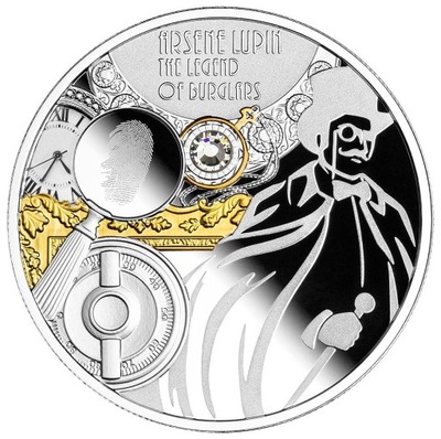ARSENE LUPIN 1000CFA kryształ srebro Ag999 1oz śr 5cm moneta Mennica Polska