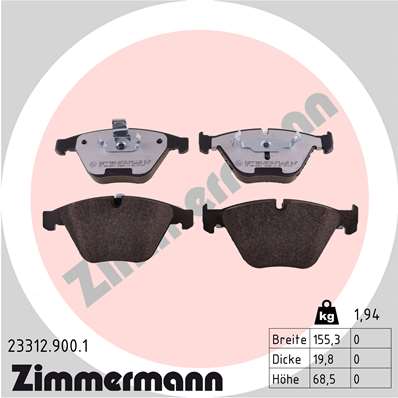 ZIMMERMANN 23312.900.1 PADS BRAKE  