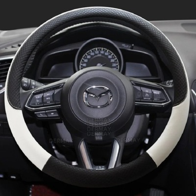 WHITE PU DE CUERO VOLANTE VOLANTE PARA CX-3 CX-4 CX-5 CX-7 CX-9 MAZDA  