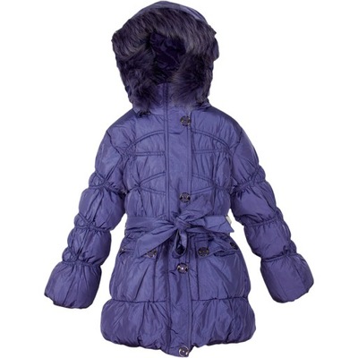 Długa kurtka zimowa dla dziewczynki, ciepła r. 128