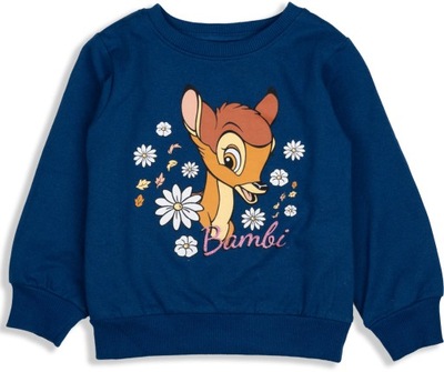 Disney Dziecięca Dziewczęca Bawełniana Szafirowa Bluza Sweter Bambi 116 cm