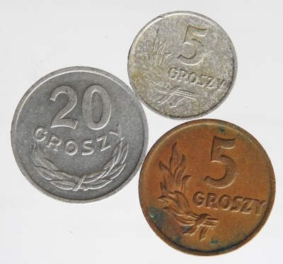 AM31. PRL ZESTAW MONET 3 SZTUKI KAŻDA INNA