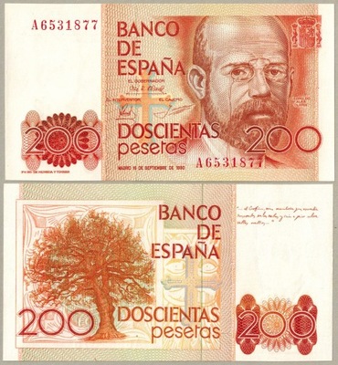 Hiszpania 200 Peseta 1980 P-156a.2 UNC