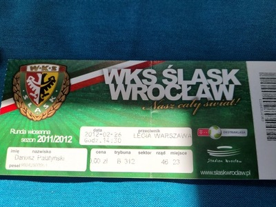 bilet Śląsk Wrocław - Legia Warszawa