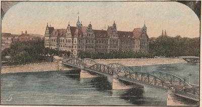 WROCŁAW. Gmach Rejencji (obecnie Muzeum Narodowe) i Most Lessinga