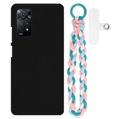 ETUI DO XIAOMI REDMI NOTE 11 PRO 4G MATOWE CZARNE CASE RÓŻOWO-MORSKI SMYCZ