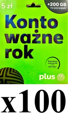 100 x STARTER PLUS Konto Ważne Rok 5Pln Fv HURT