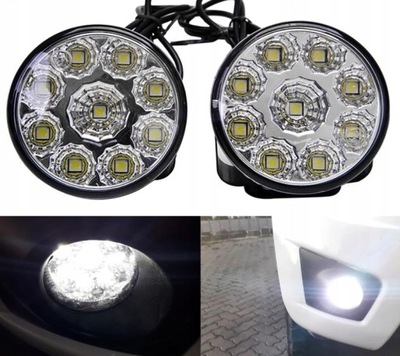 LAMPY DO JAZDY DZIENNEJ OKRĄGŁE 4 SMD LED DZIENNE