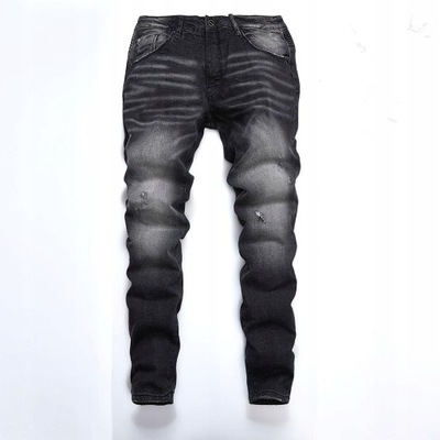Ciemnoszare męskie jeansy ze zwężaną nogawką - 34
