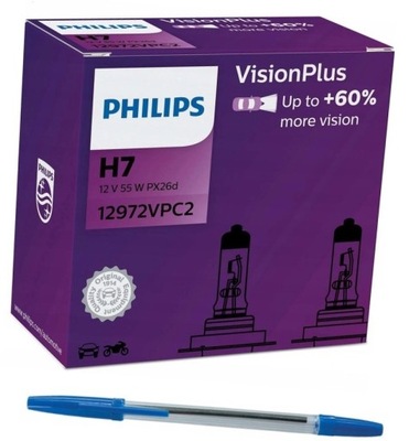 PHILIPS ЛАМПОЧКА НОЧНОГО ВИДЕНЬЯ PLUS +60% H7 12V 55W PX26D BOX В ПОДАРОК