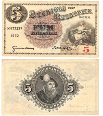 Szwecja 5 Kronor 1952