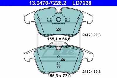 ATE 13.0470-7228.2 JUEGO ZAPATAS HAMULCOWYCH, FRENOS TARCZOWE  