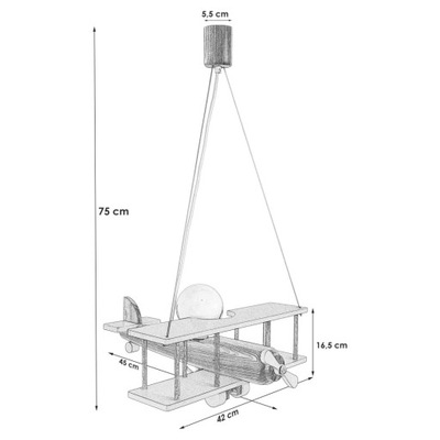 Lampa wisząca Samolot duży biało-naturalny