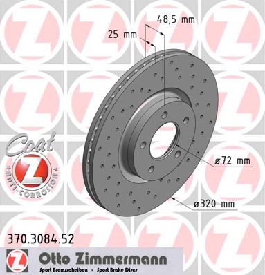 ZIMMERMANN SPORT MAZDA 3 BL 320MM DISKAI PRIEK. 370.3084.52 