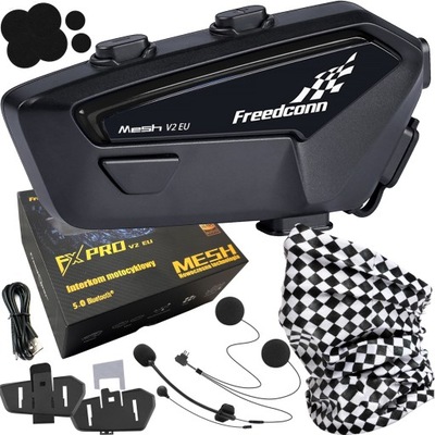 INTERKOM PARA MOTOCICLETA FREEDCONN FX PRO V2 EUROPA MESH 6 PERSONAS DZWIEK HI-RES J. PL  