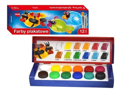 Farby Plakatowe 20ml 12 Kolorów Mona Polski Produk