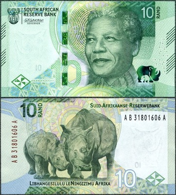 RPA - 10 Rand 2023 * W148 * nowa seria * nosorożce