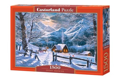 Puzzle 1500 Castor Snowy morning świąteczny ranek