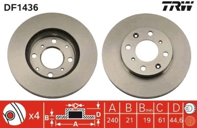 2 PIEZAS DISCO DE FRENADO HONDA PARTE DELANTERA CIVIC 1,3-1,6 16V 91-01 DF1436  