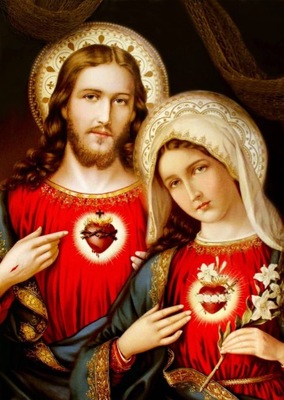 Wyklejanka Haft Diamentowy Serce Jezusa i Maryi