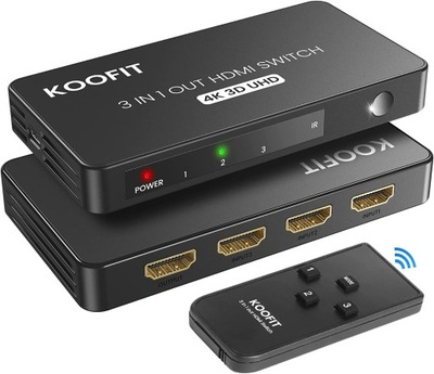 KOOFIT Przełącznik HDMI 3W1 4K 60 Hz UHD 3D OUTLET