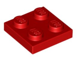 LEGO PŁYTKA 2X2 CZERWONY NR 3022 - 4 SZT