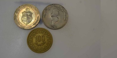 Tunezja zestaw 3 monet - 1 Dinar 1990, 1997 rok 100 Milliem 1983 rok
