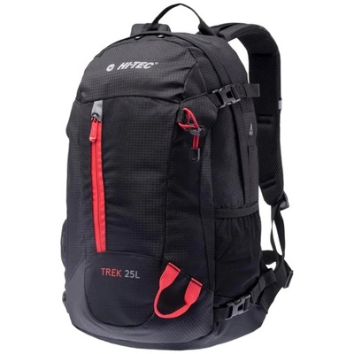 Plecak turustyczny z odblaskami i gwizdkiem Hi-Tec Trek 25 l - Black/Red