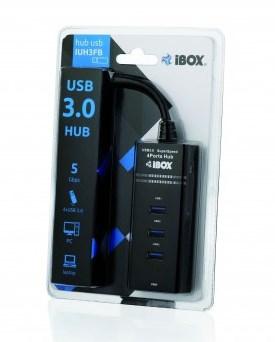 Hub IBOX USB 3.0 CZARNY 4-PORTY IUH3FB 4x USB 3.0 kolor czarny