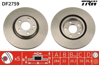 2X DISCO DE FRENADO ALFA PARTE DELANTERA GTV/SPIDER 95-05 DF2759  