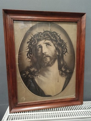 Stary Obraz Święty Jezus Chrystus Oleodruk