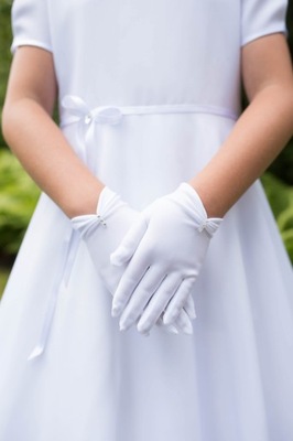 Rękawiczki białe pięciopalczaste
