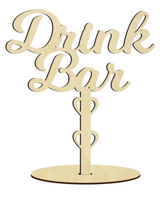 Drewniany napis na podstawce DRINK BAR wesele