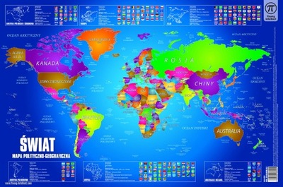Podkładka na biurko Mapa świata, 55x36.5cm