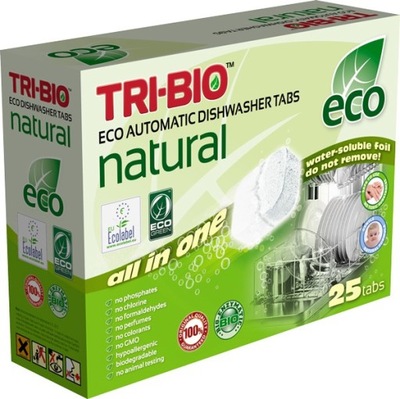 TRI-BIO, Ekologiczne Tabletki do Zmywarki All in One, 25 szt.