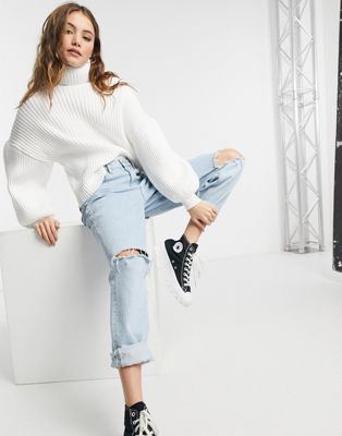 SWETER DAMSKI BIAŁY Z GOLFEM CASUAL* 36 S 1VAJ