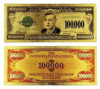 Pozłacany Banknot 100000 dolarów 1934