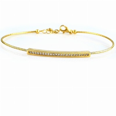 BANGLE ZŁOTA BRANSOLETKA Z CYRKONIAMI ZŁOTO 585