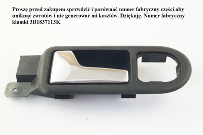 РУЧКА ЛЕВАЯ ПЕРЕДНЯЯ VW PASSAT B5 GOLF 4 3B1837113K