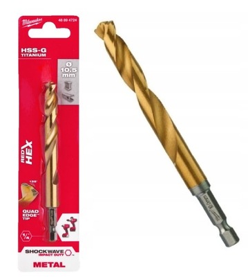 WIERTŁA MILWAUKEE SHOCKWAVE HEX HSS-G TIN 10.5mm