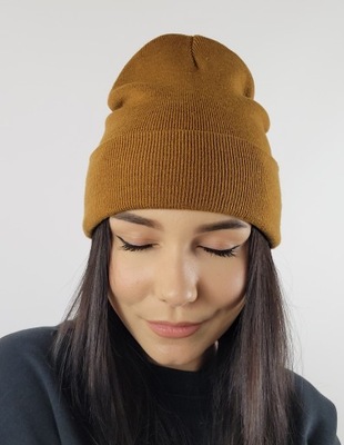 Even&Odd Czapka Beanie EWS-HQ401H musztardowa