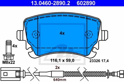 КОЛОДКИ ТОРМОЗНЫЕ ATE 13.0460-2890.2