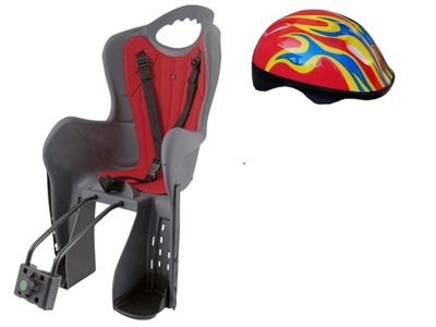 FOTELIK ROWEROWY NA ROWER DO RAMY HTP DESIGN ELIBAS WŁOSKI GRAFITOWY +KASK